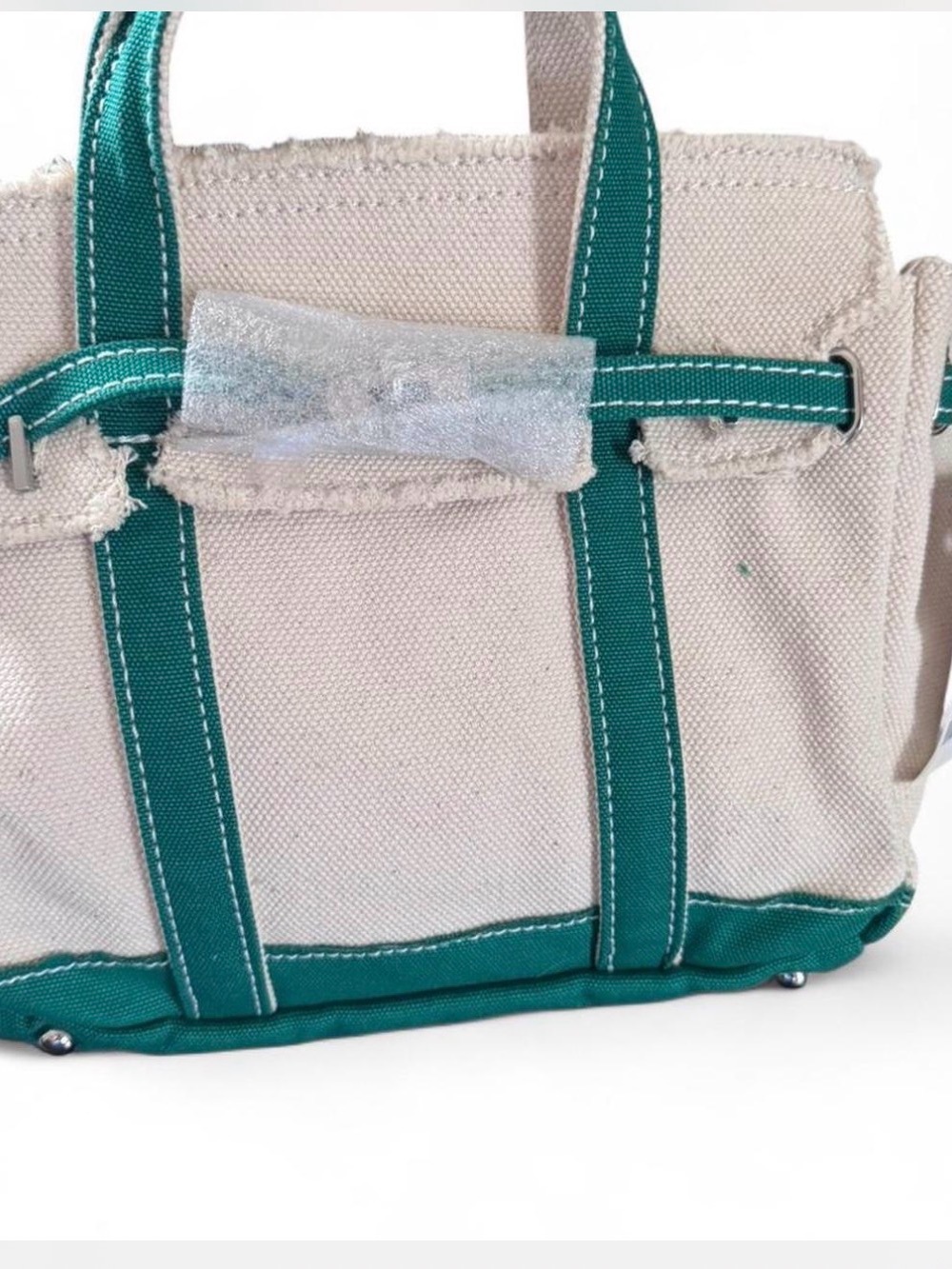 Viral Boatkin mini  Tote Bag with Green Trim